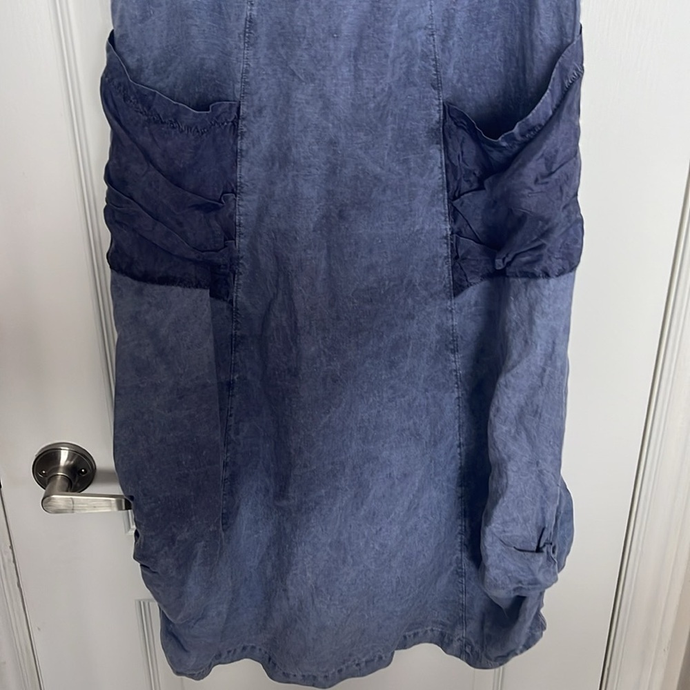 Luna Luz Lagenlook Sleeveless Pocket Washed Linen Dress - Picture 12 of 13